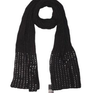 NWT DKNY studded silver black knit scarf